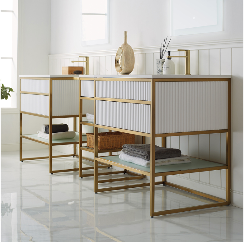 Evos Boutiques 36 in white satin finished and bronze vanity sides