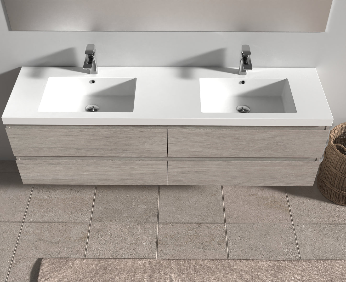 Evos Boutiques 72 in oak colour vanity front view