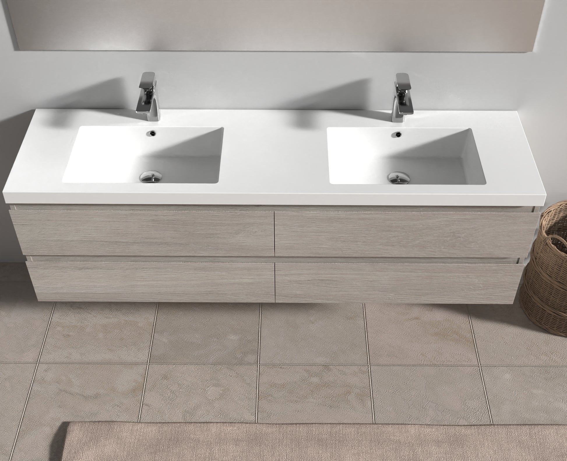 Evos Boutiques 72 in oak colour vanity front view