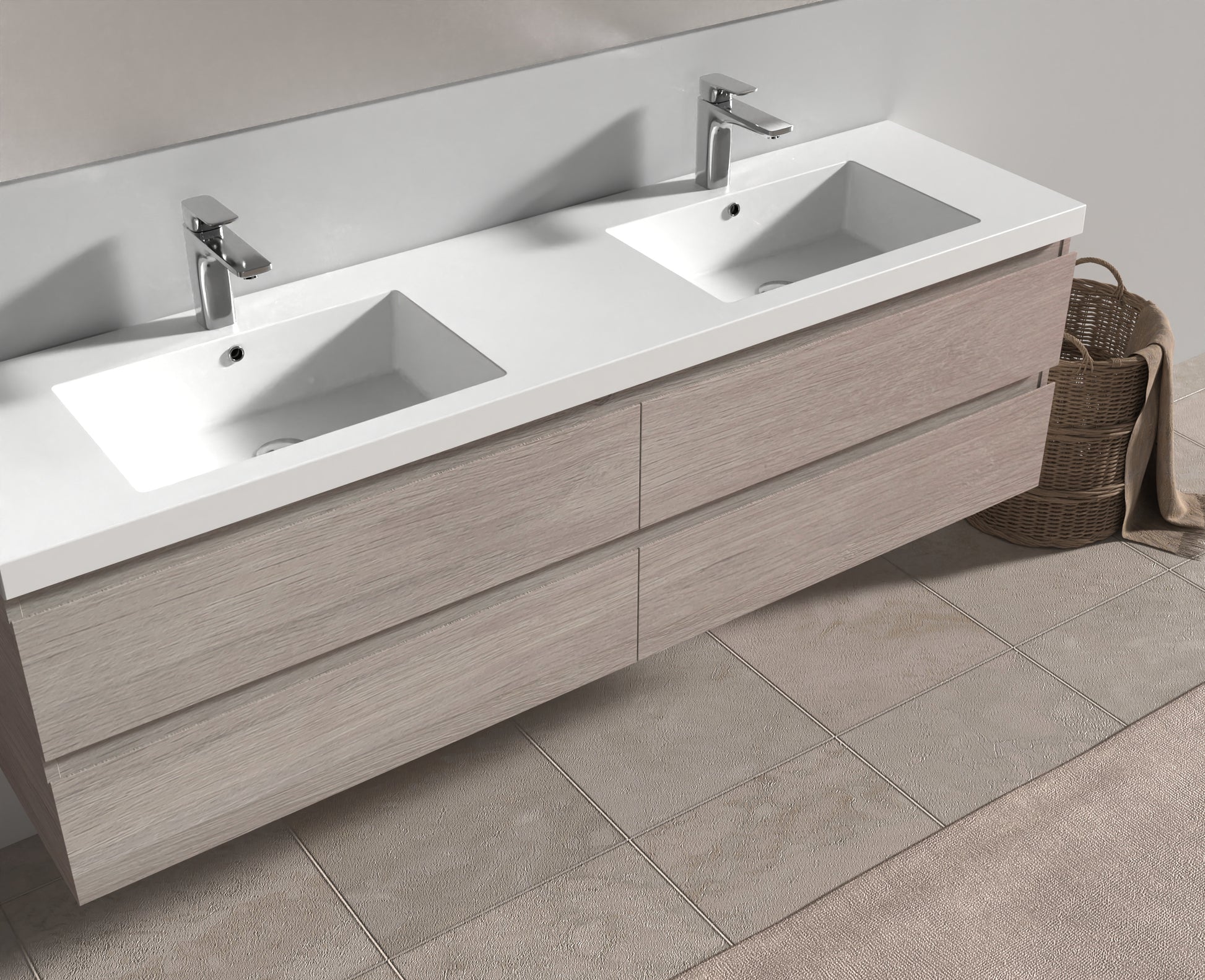 Evos Boutiques 72 in oak colour vanity side view