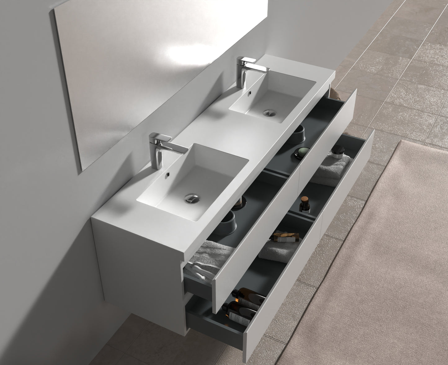 Evos Boutiques 72 in white colour vanity drawers open