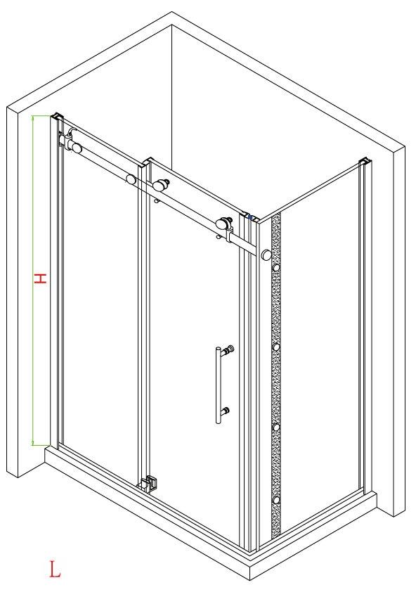 Evos Boutiques Black shower side panel 36 x 79 in diagram