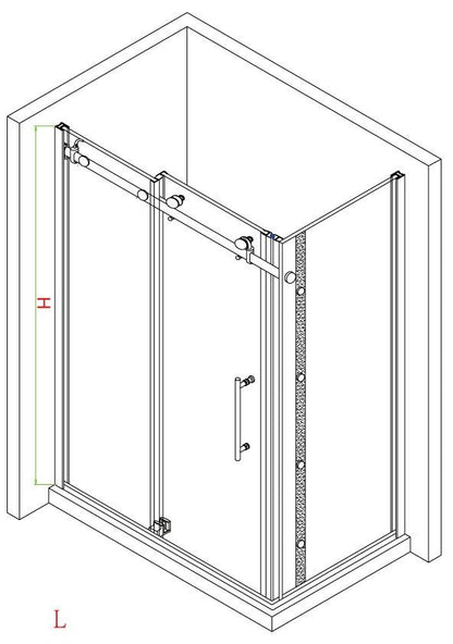 Evos Boutiques Black shower side panel 36 x 79 in diagram