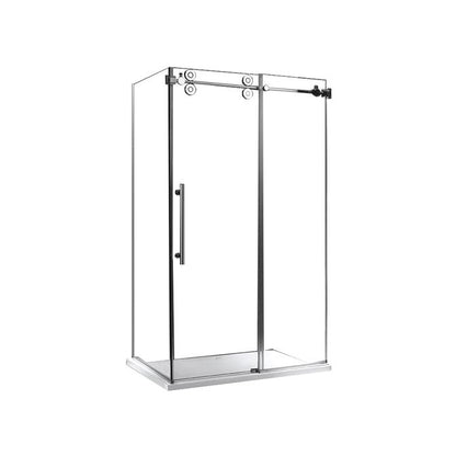 Evos Boutiques Black shower side panel 36 x 79 in staged