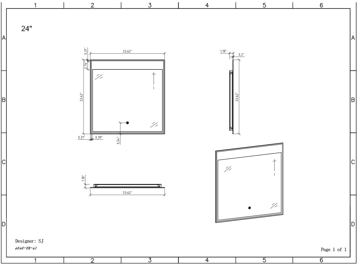 Evos Boutiques LED Mirror diagram