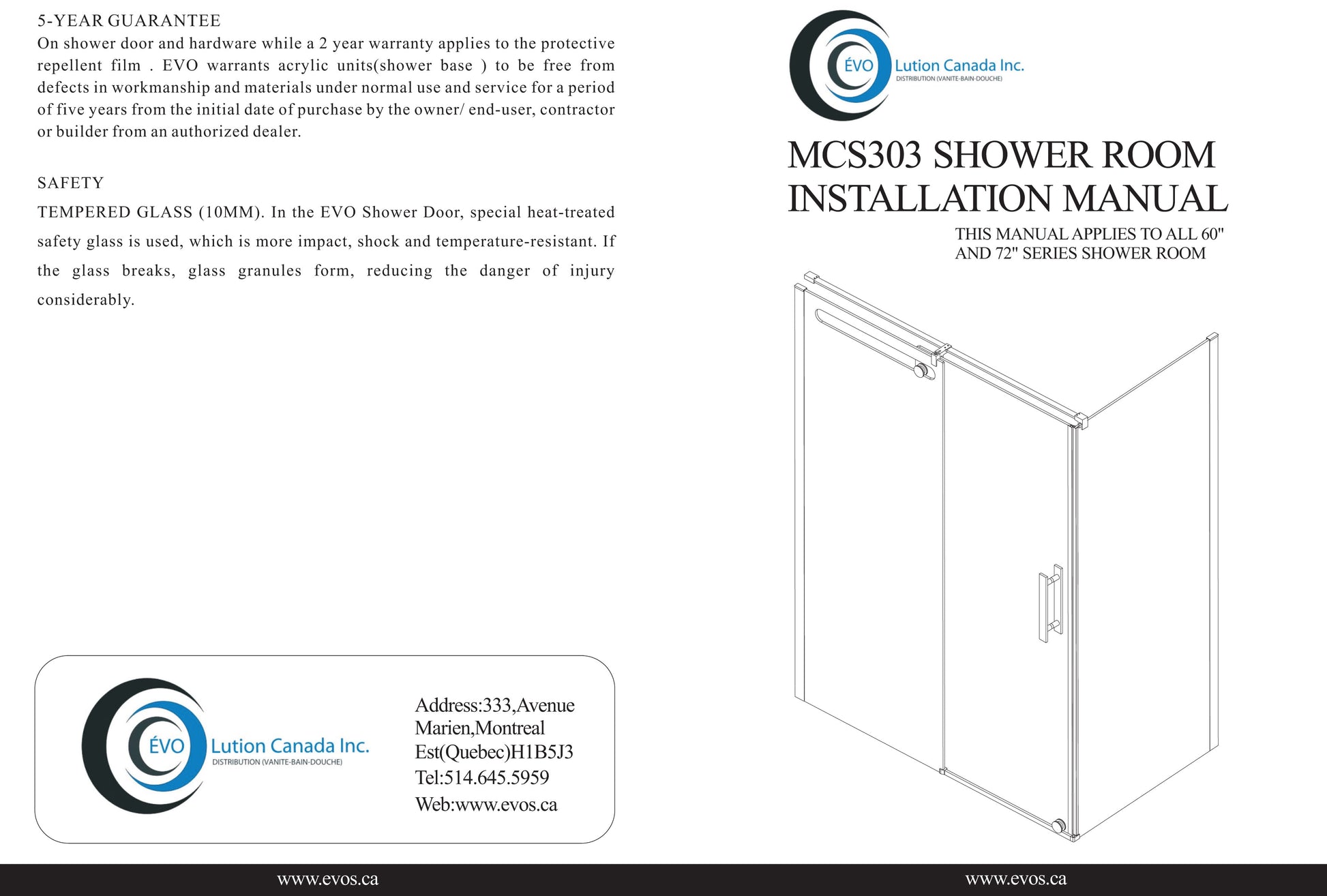 Evos Boutiques chrome shower door staged manual 2
