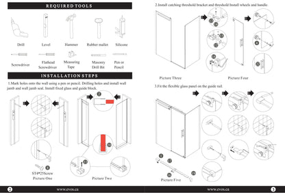 Evos Boutiques chrome shower door staged manual 3