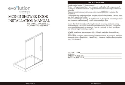 Evos Boutiques chrome shower door staged manual 6