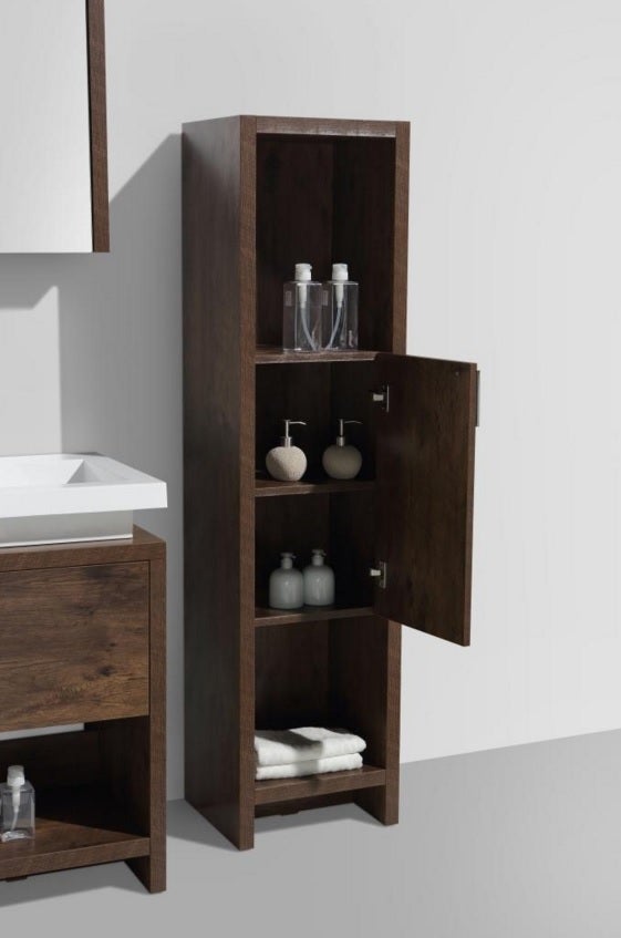 Evos Boutiques side unit with rosewood finish door open