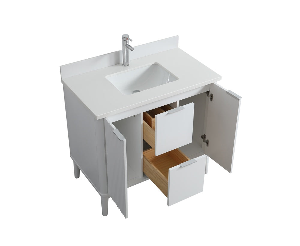 Evos Brand Vanité Alba Top View with opened drawers