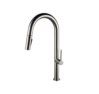 Nickel Kitchen Faucet with Pull Down close view.
