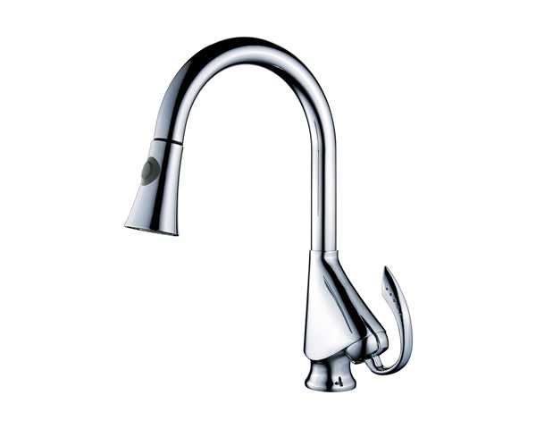 Single Pull Down Kitchen Faucet in Polished Chrome
